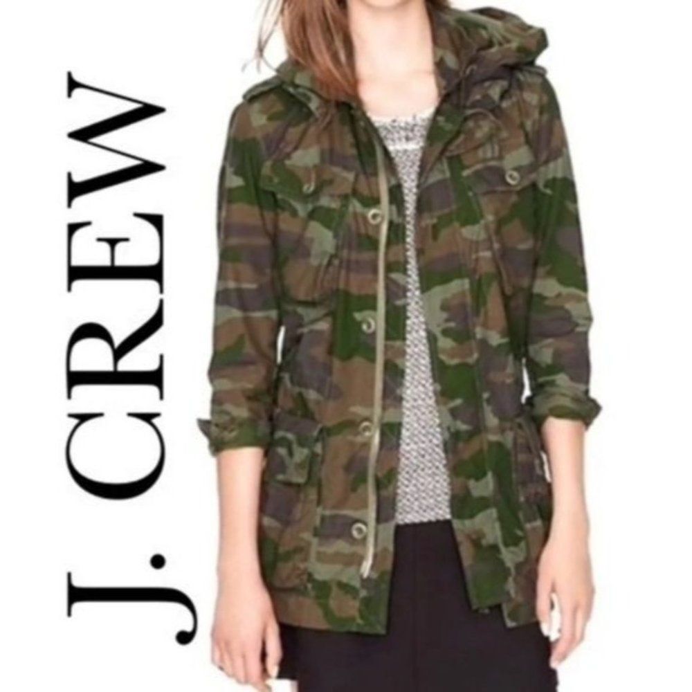 J. Crew Camo Utility Outdoor Jacket Women's Size XS Activewear Camping